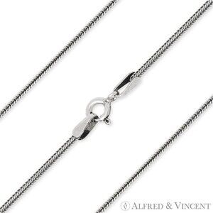 1.2mm Bali-Wheat Link Italian Chain Necklace in Oxidized 925 Sterling Silver 24"